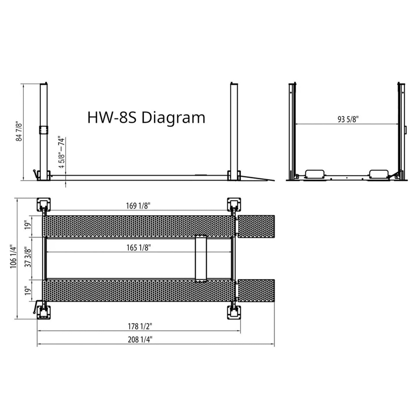 APlusLift 8000LB 4-Post Portable Parking Storage Service Car Lift - HW-8S or HW-8SXLT