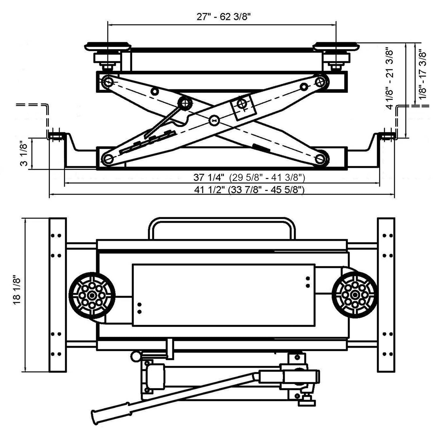 APlusLift 4000LB Air Operated Sliding Bridge Jack - ABJ-40
