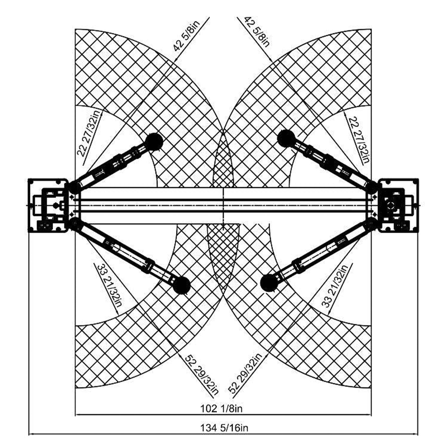 APlusLift HW-10KOH-A 10,000LB 2-Post Overhead Heavy Duty Car Lift - Diagram