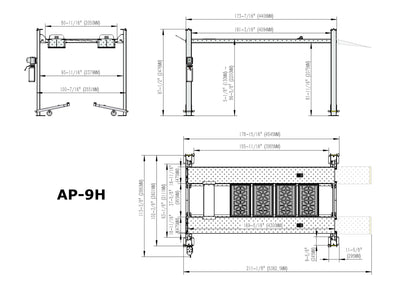 APlusLift Falcon 9000LB 4-Post Portable Parking Storage Service Car Lift - AP-9H or AP-9H-XLT