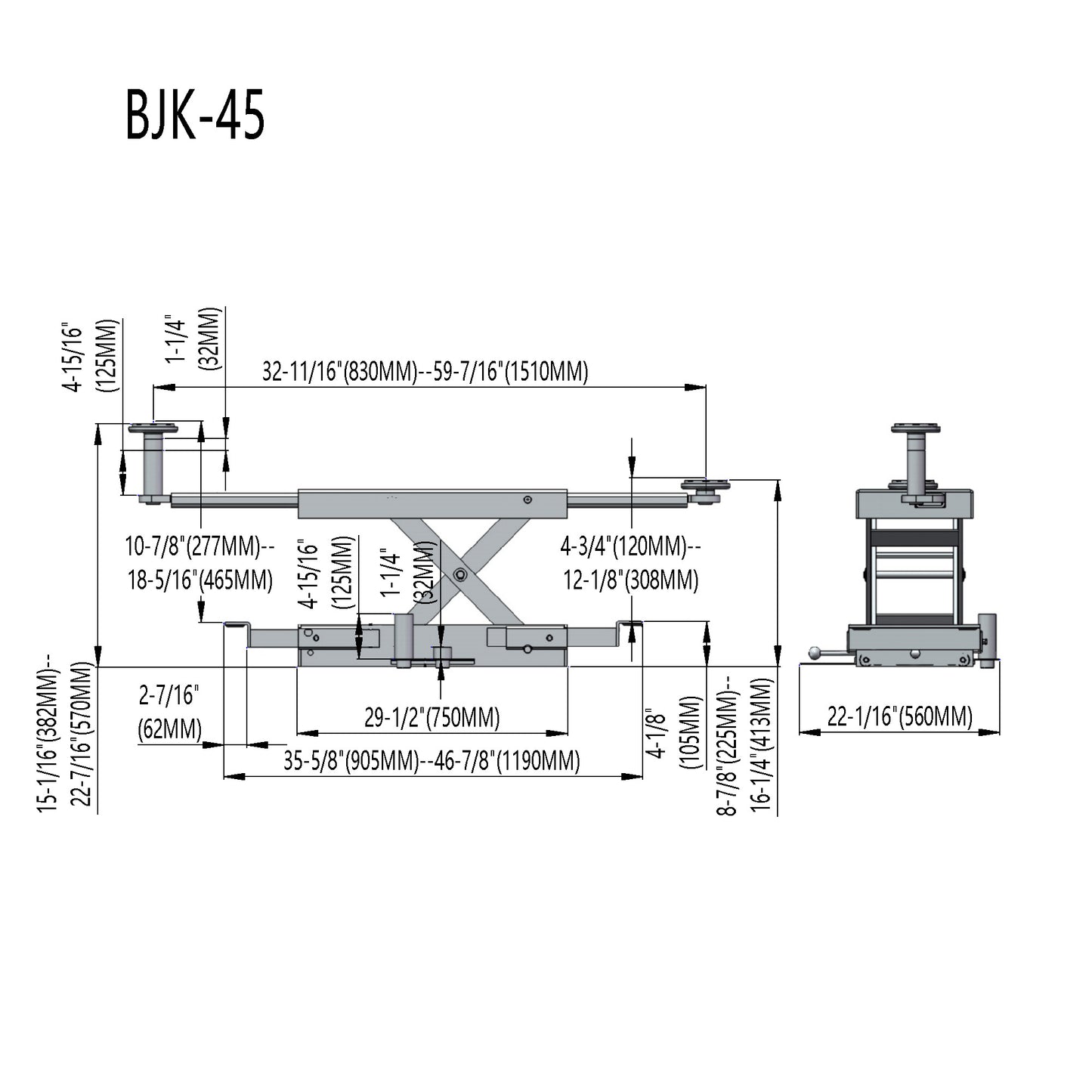 APlusLift BJK-45 4500LB Air Operated Sliding Bridge Jack