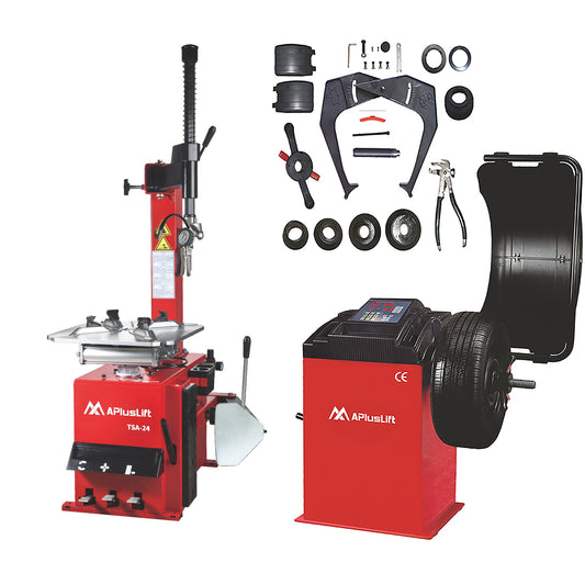APlusLift TSA-24 Tire Wheel Changer and WBS-500 Tire Wheel Balancer with Wheel Hood Protector Combo