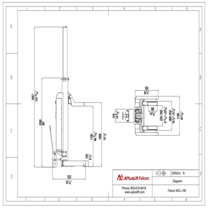 APluslift Falcon MCL 180 footprint-diagram